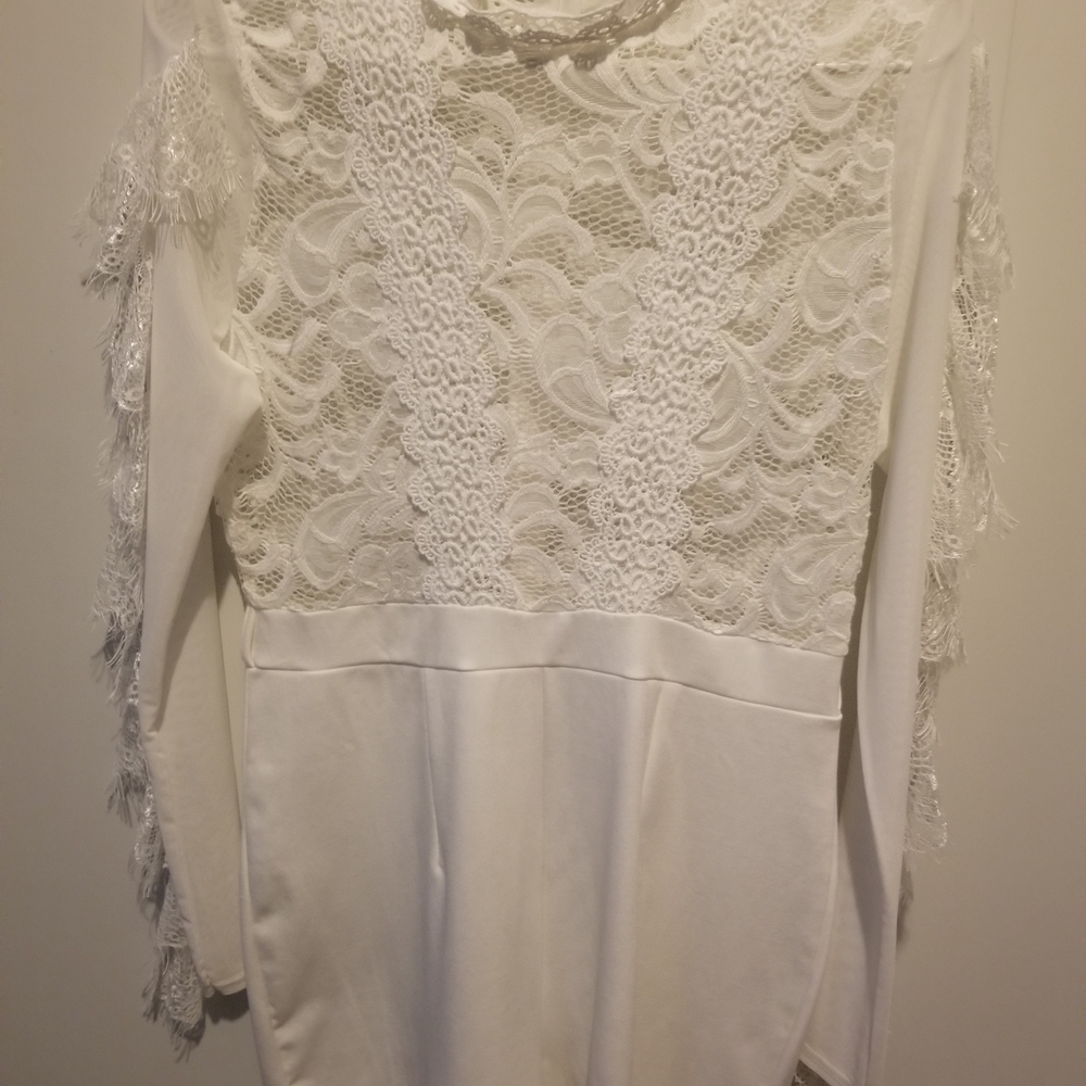 Elegant White Lace Long Sleeve Romper